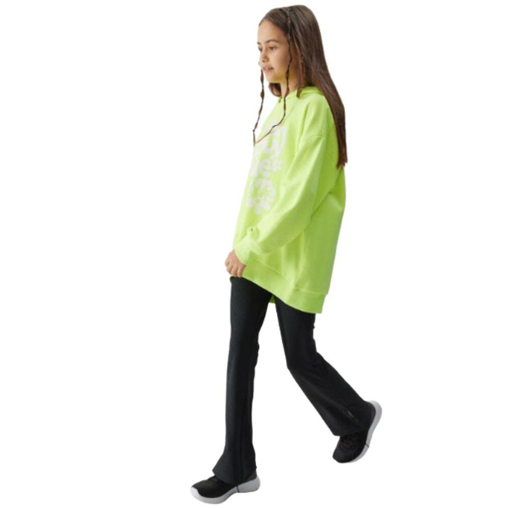 CAMISOLA COM CAPUZ MENINA Algodão Oversize 4F. Amarelho Neon 4/5