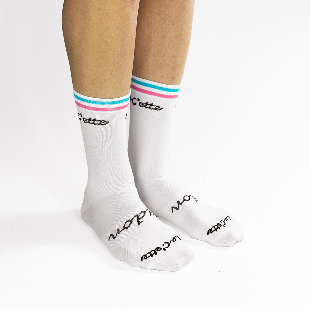 Hoge witte fietssok 'Gidon' Gran Fondo 2/2