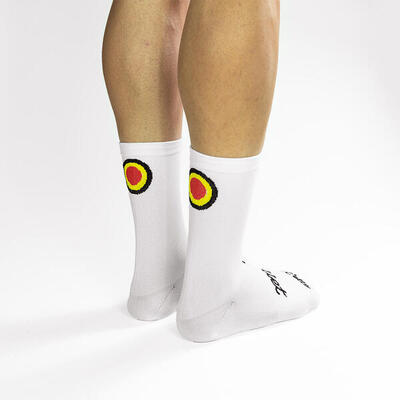 Hoge witte fietssok 'bullet' gran fondo