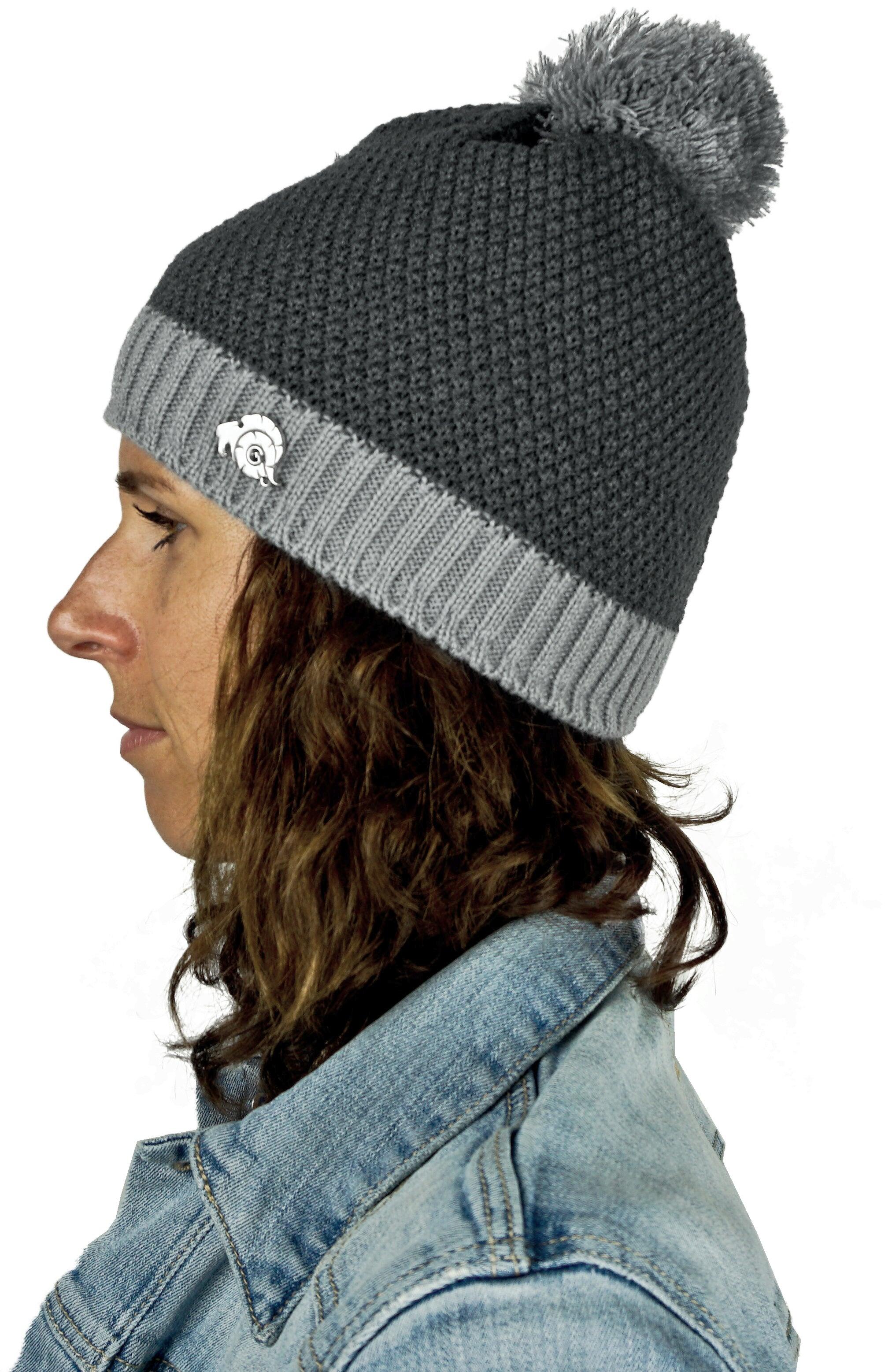 GUGGEN Mountain K119 hoed Wintermuts met pompon en fleece voering 2/7