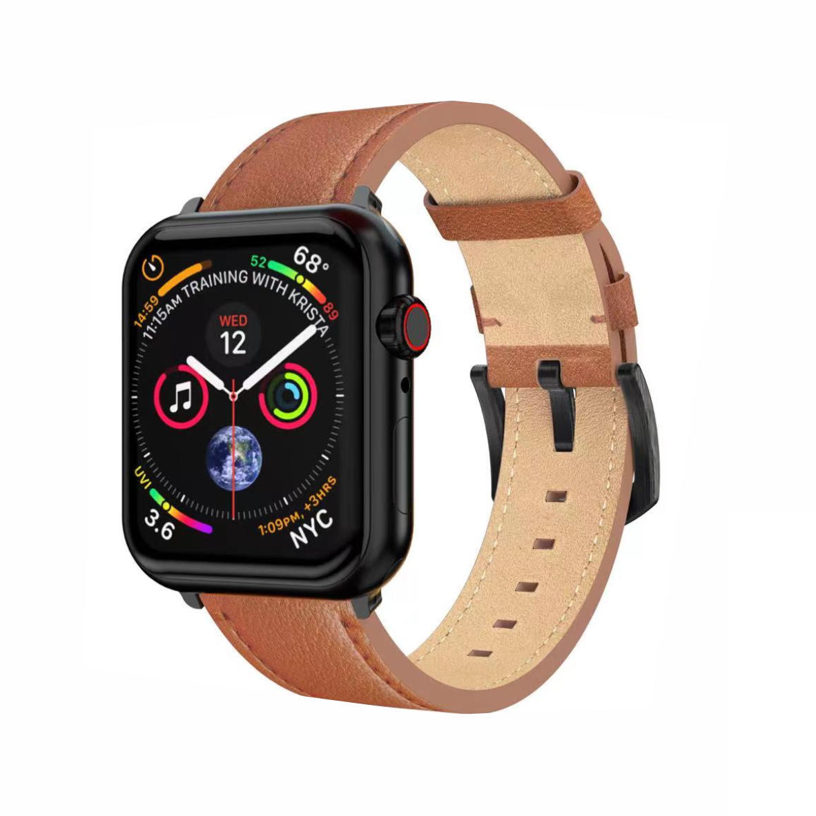 SWISSTEN Pulseira Swissten Leather BandApple Watch 42-49mm brown/blck