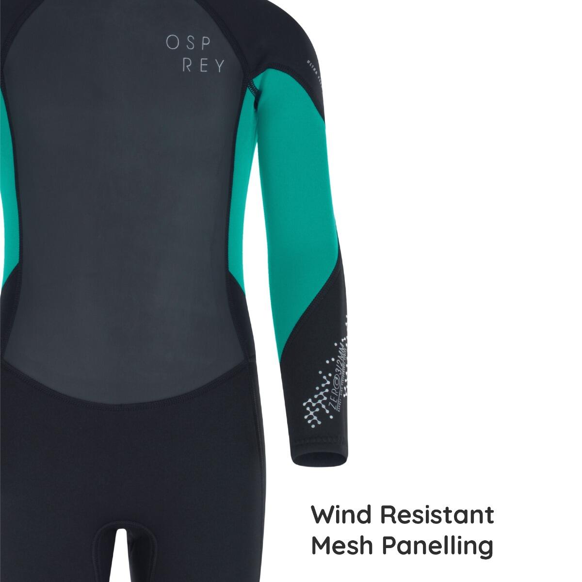 Osprey Kids Zero 3mm Wetsuit | Full Length Winter Neoprene Wetsuit, Teal 4/6