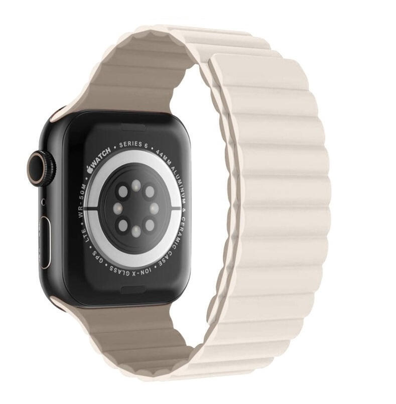 SWISSTEN Pulseira Swissten Wave Magnetic Apple Watch 42-49mm white/capucc