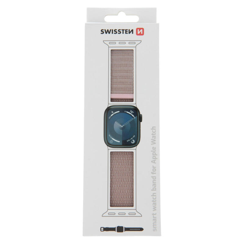 Pulseira Swissten Nylon Velcro Apple Watch 42-49mm rose gold