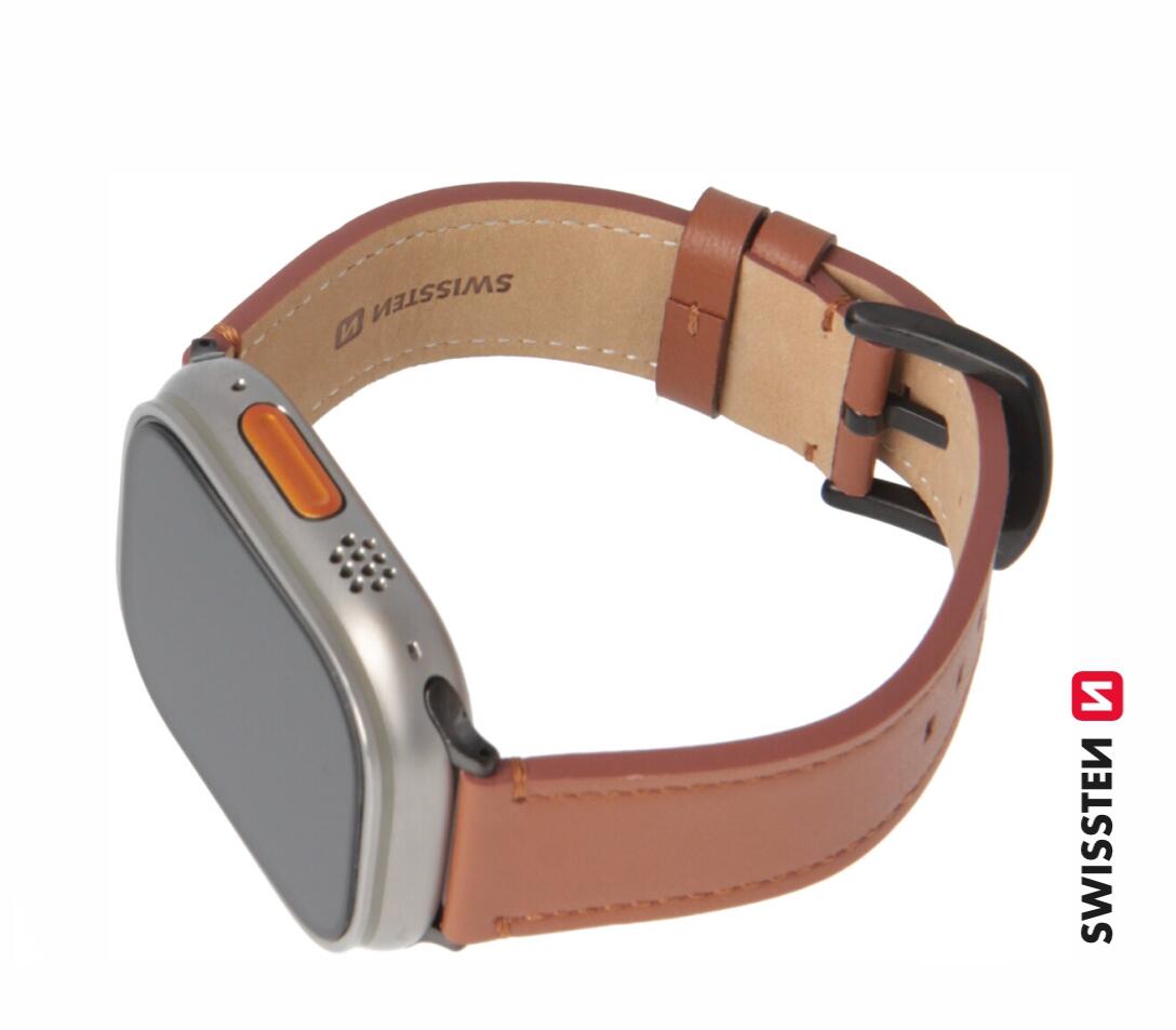 Pulseira Swissten Leather BandApple Watch 42-49mm brown/blck 5/6