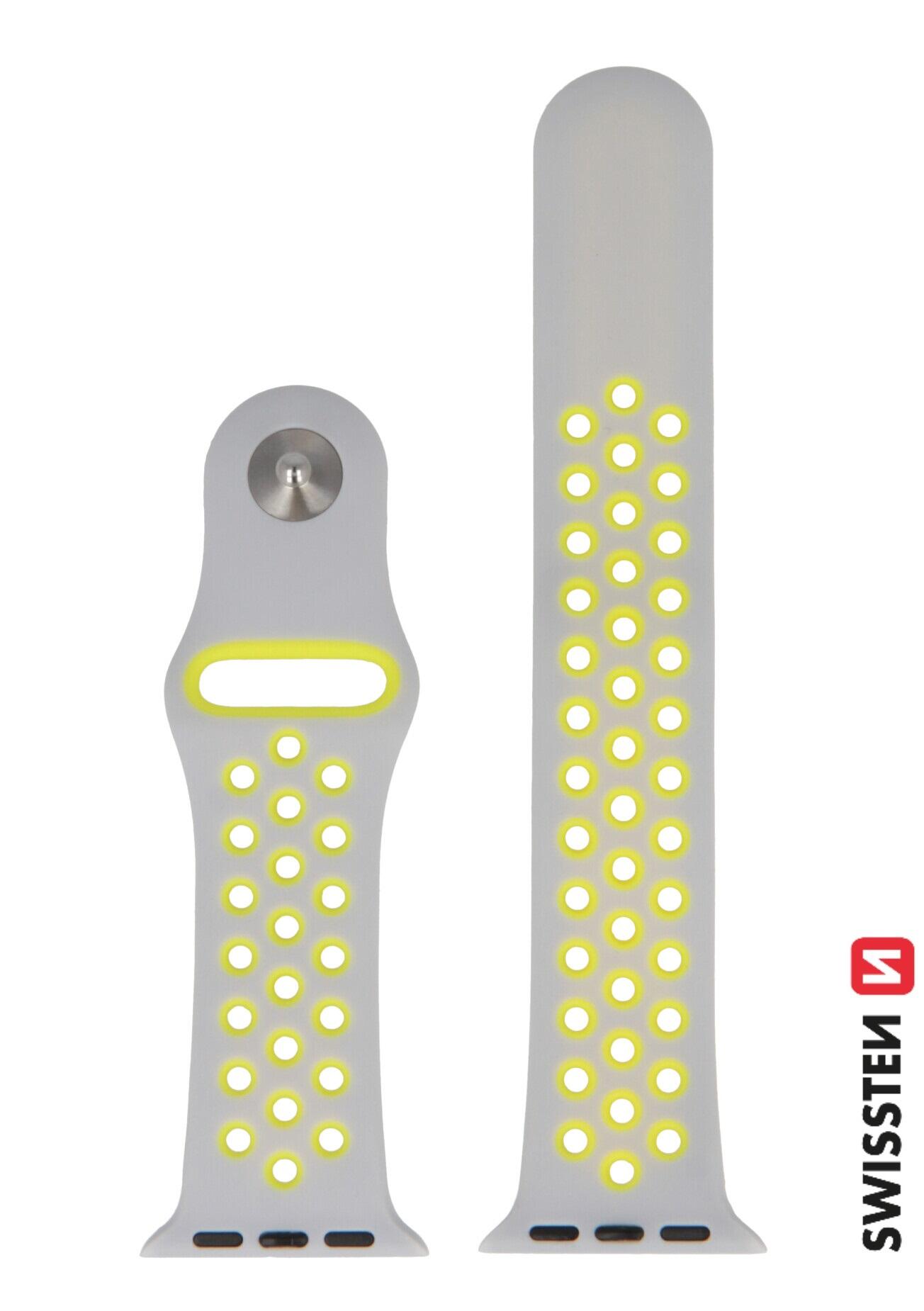 Pulseira Swissten Sport BandApple Watch 38-41mm silver/yellw 2/3