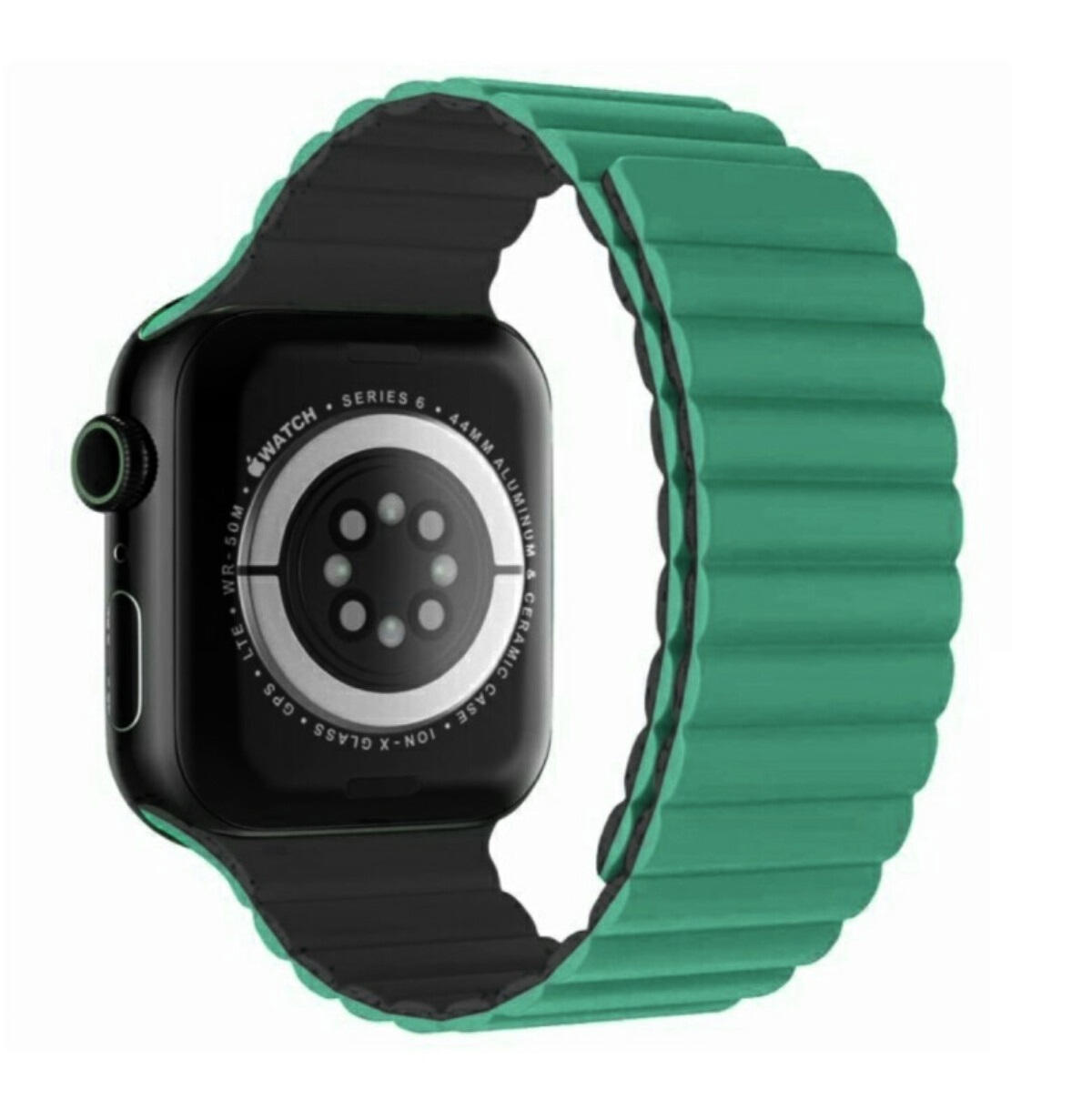 SWISSTEN Pulseira Swissten Wave Magnetic Apple Watch 42-49mm green/grey