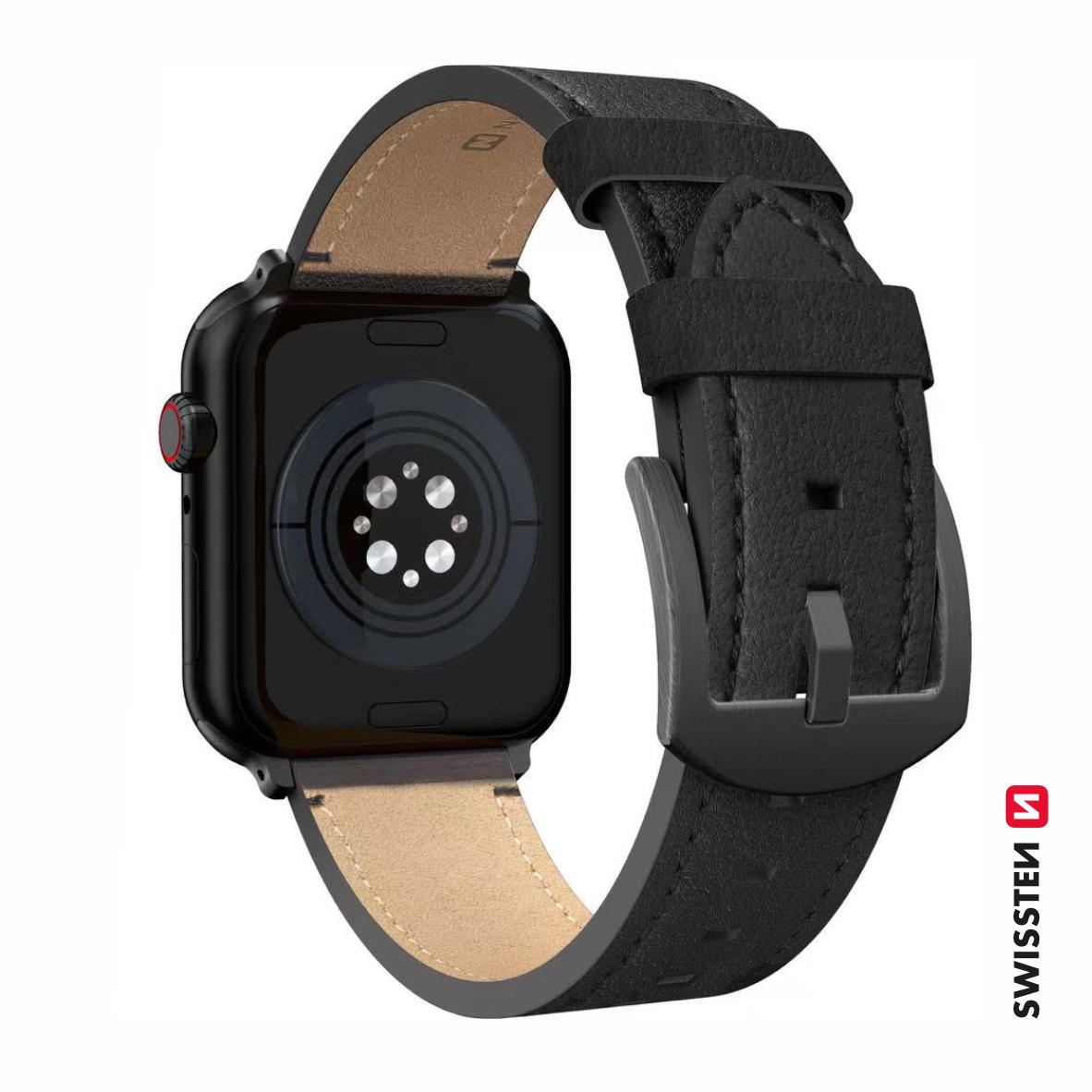 Pulseira Swissten Leather BandApple Watch 42-49mm black/blk 2/3