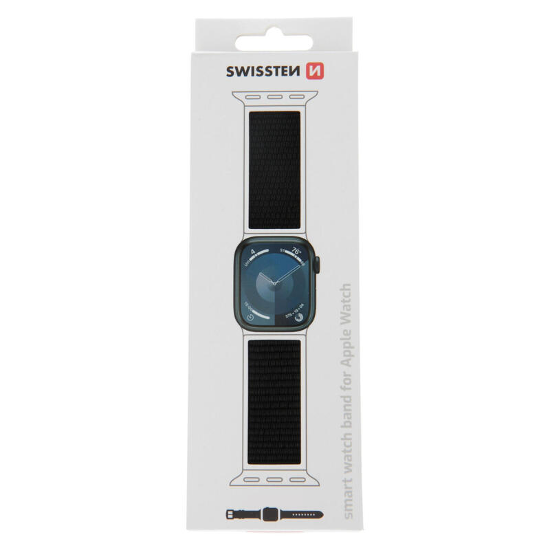 Pulseira Swissten Nylon Velcro Apple Watch 42-49mm black