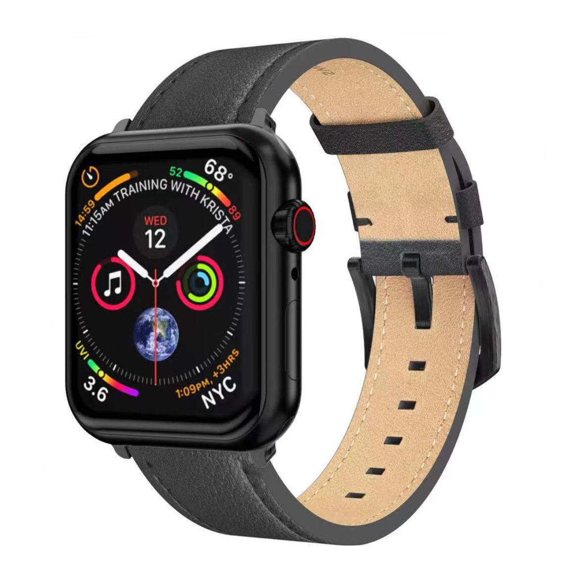 Pulseira Swissten Leather BandApple Watch 42-49mm black/blk