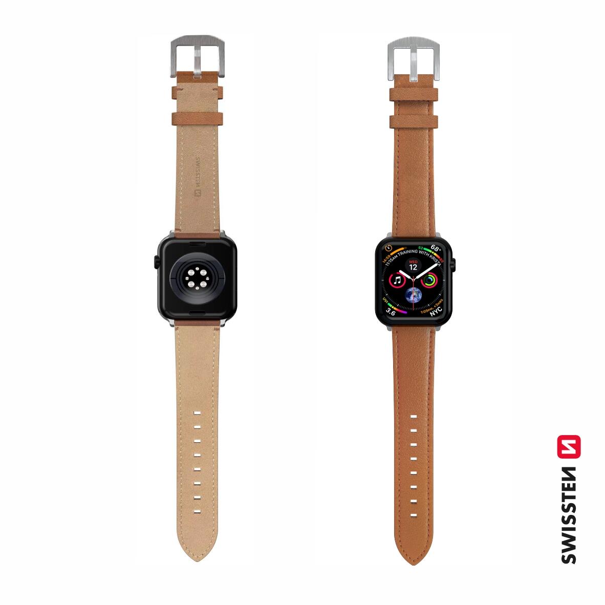 Pulseira Swissten Leather BandApple Watch 42-49mm brown/sv 4/4