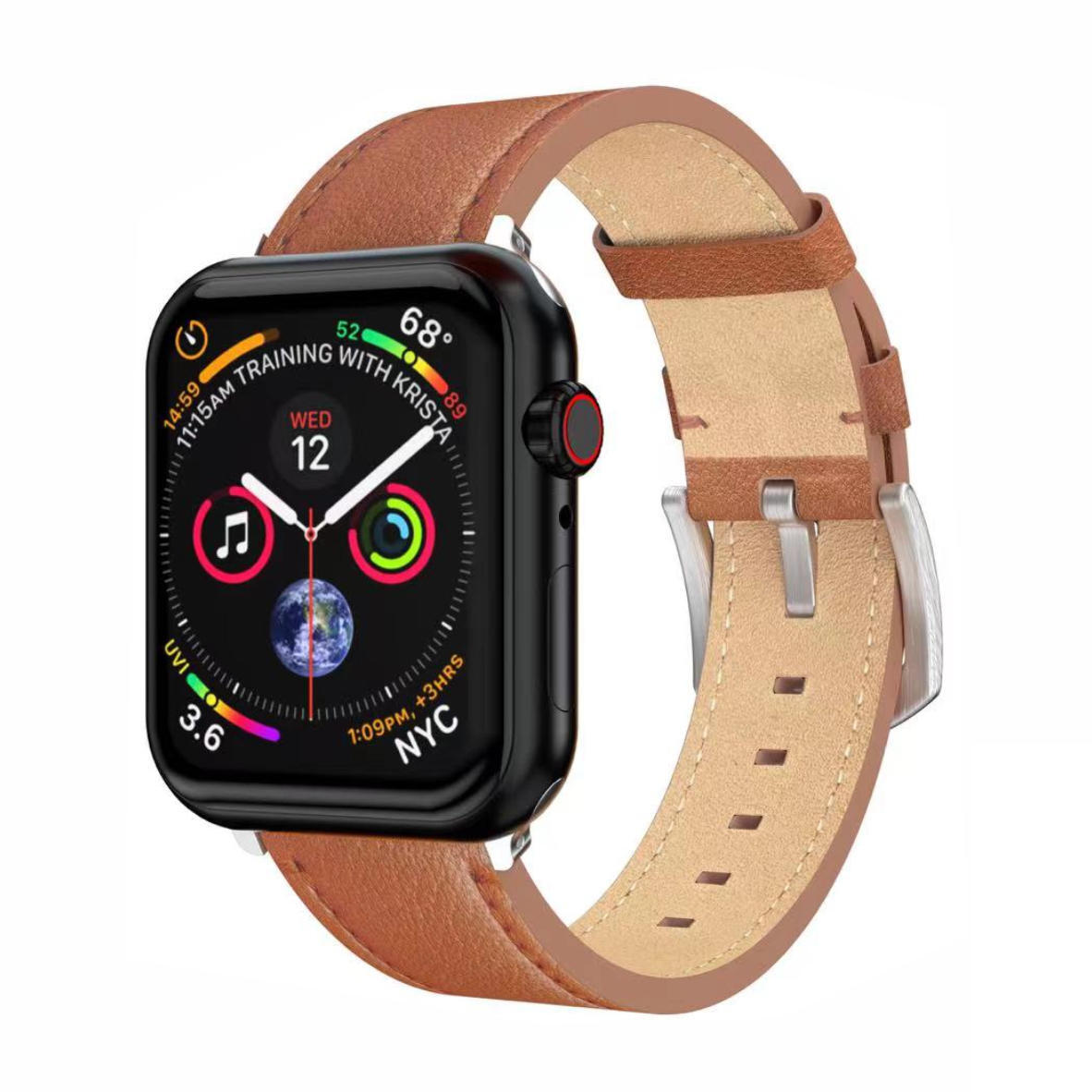 SWISSTEN Pulseira Swissten Leather BandApple Watch 42-49mm brown/sv