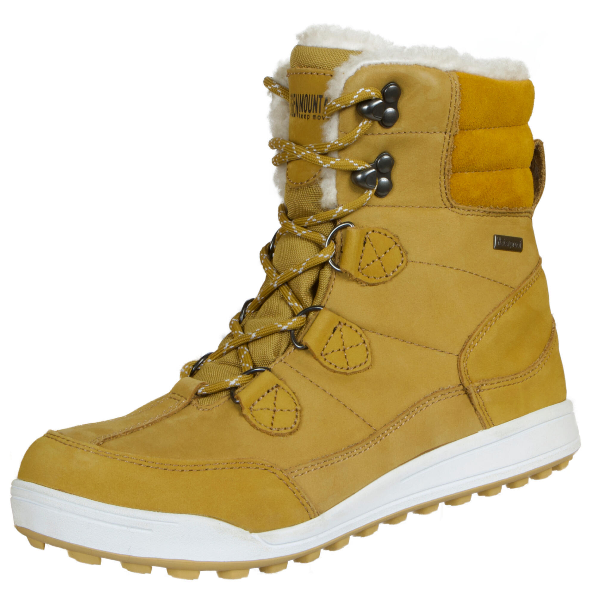 Bottes d'hiver pour femmes - Doublure en fausse fourrure chaude, imperméables, antidérapantes, hautes avec fermeture à lacets, blanches avec accents