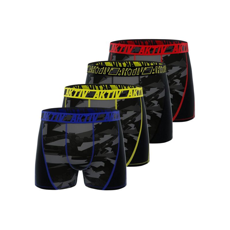 Lot de 4 Boxers homme Aktiv Sport Fluo surpiqûres colorées