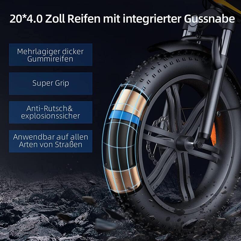 ADO A20FXE E-Bike Klapprad Elektrofahrrad 20x4.0 Zoll Fat tire 36V*10.4AH,250W