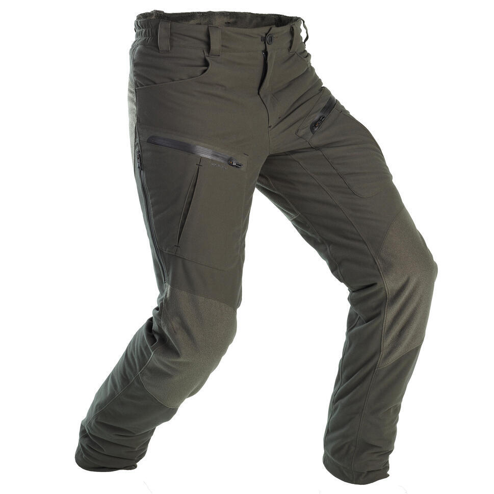 SOLOGNAC REFURBISHED HUNTING WARM SILENT WATERPROOF TROUSERS 900 GREEN - B GRADE