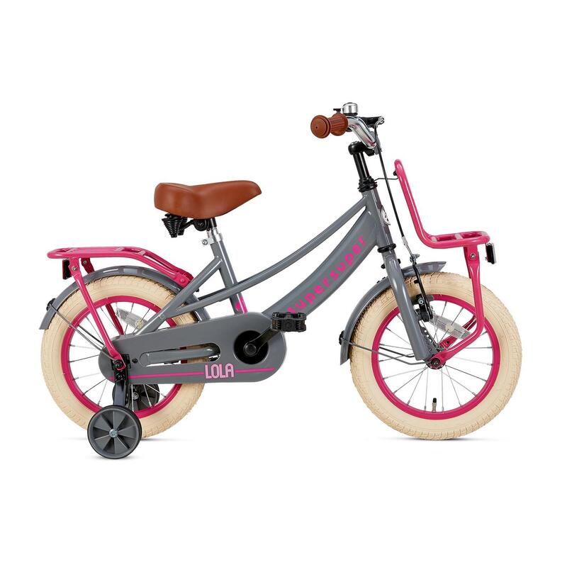 SuperSuper Lola Kinderfiets - Meisjes - 14 inch - Grijs / Roze