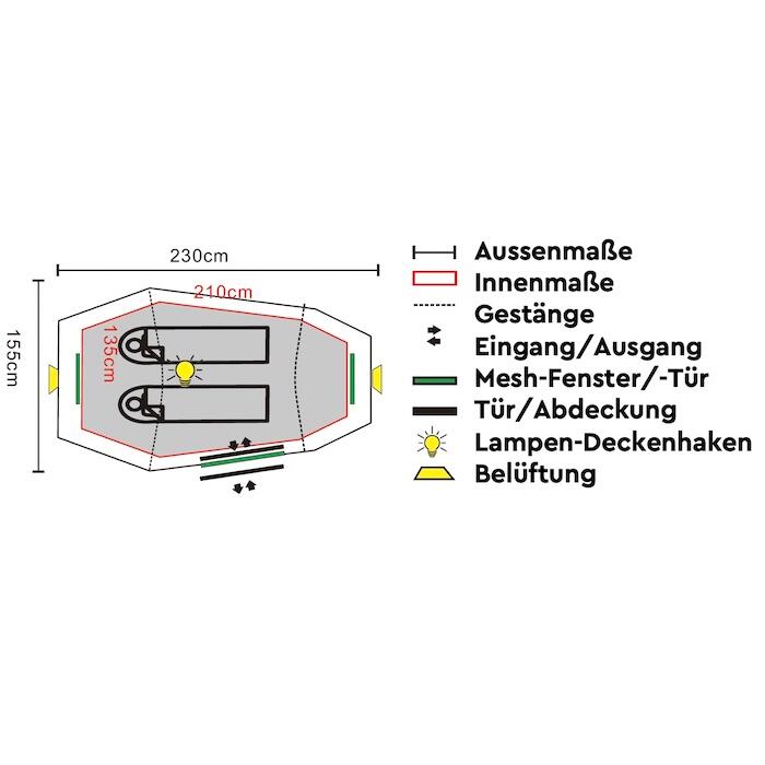SURAN | 2 Personen Trekking-Tunnelzelt 7/7