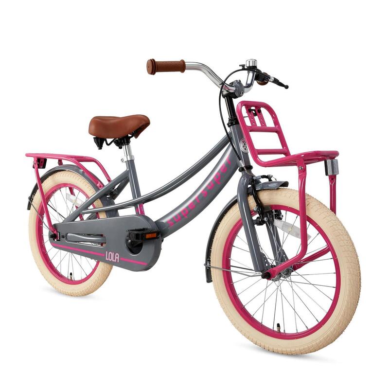 Vélo enfant SuperSuper Lola - Filles - 18 pouces - Gris / Rose