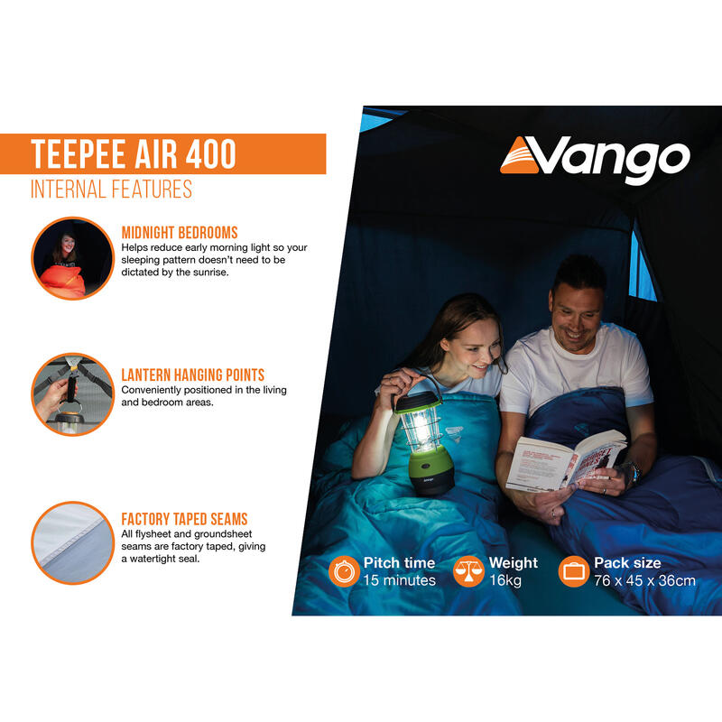 Campingzelt Teepee Air 400 Airbeam Tipi Familien Luftzelt Zelt Aufblasbar