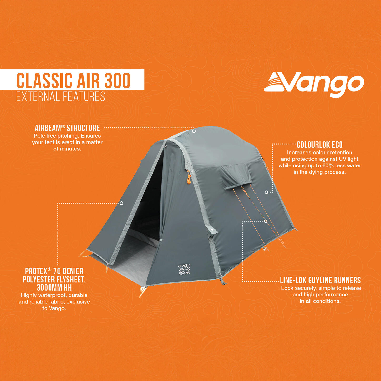 Vango Classic Air 300 3-Person Inflatable Tunnel Tent – Deep Blue 4/5