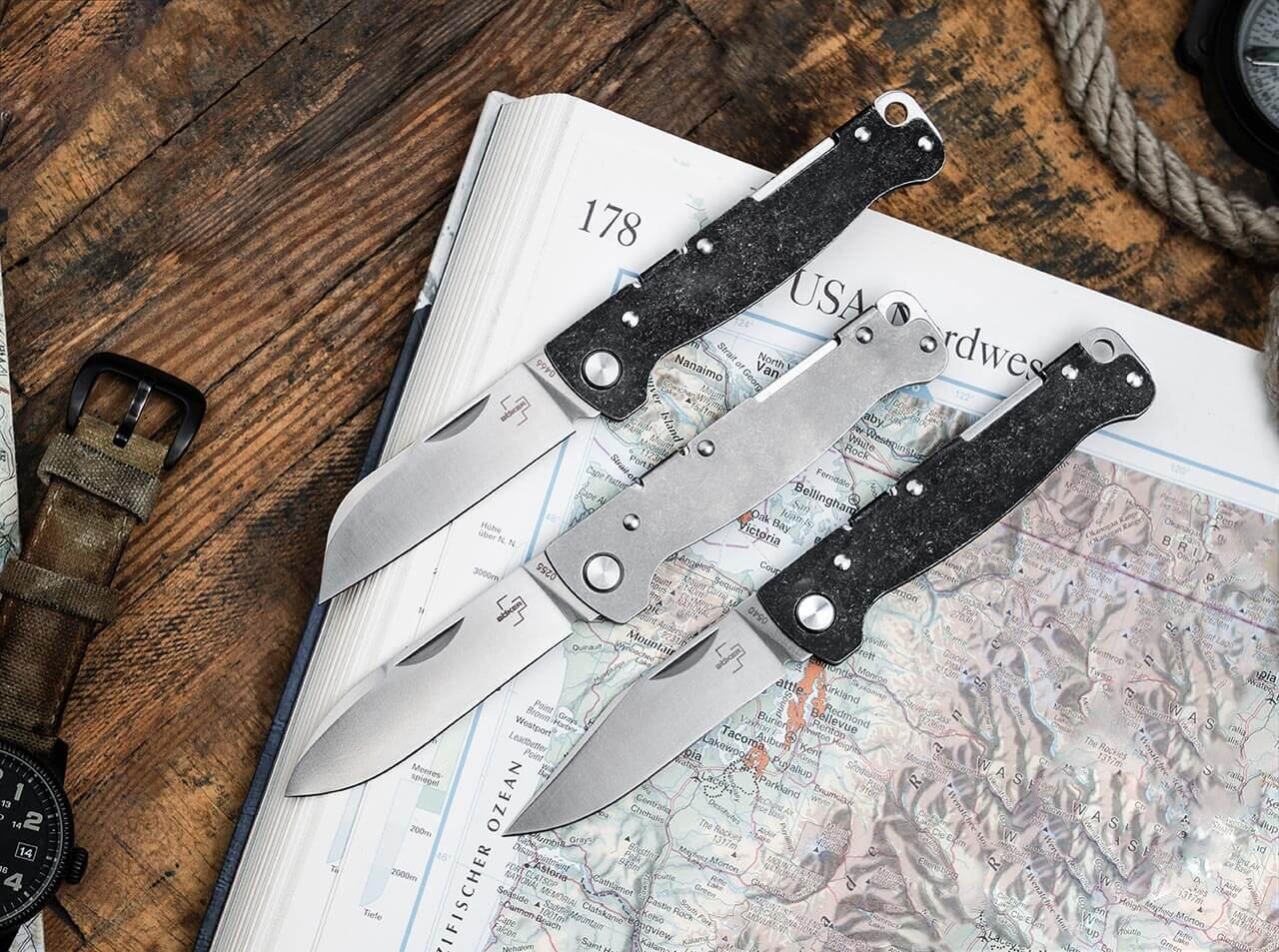 Böker Plus Atlas Backlock Taschenmesser mit Edelstahl Griff 3/3