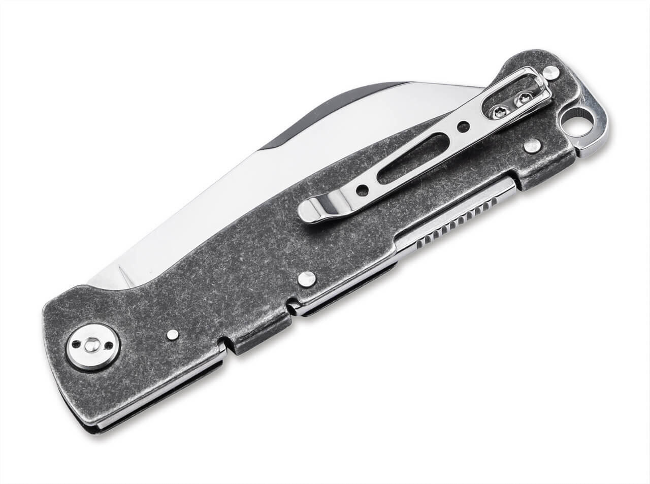 Böker Plus Atlas Backlock Sheepfoot Taschenmesser mit Edelstahl Griff 2/3