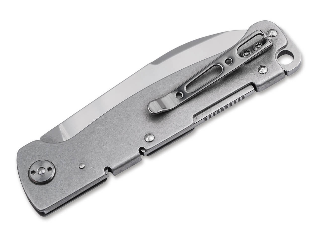 Böker Plus Atlas Backlock Taschenmesser mit Edelstahl Griff in Silber 2/3