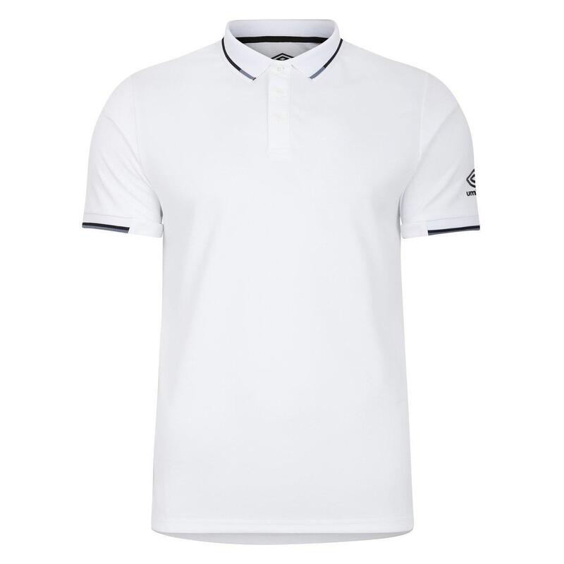 Poloshirt Mit kontrastfarbenen Streifen für Emblem Herren Weiß