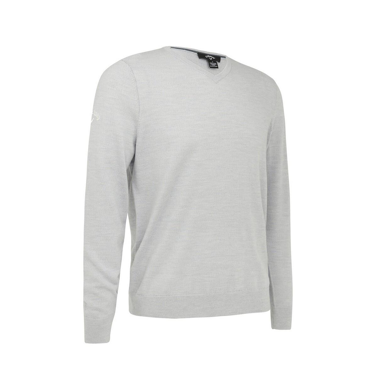 CALLAWAY Mens Ribbed V Neck Merino Sweater (Pearl Blue)
