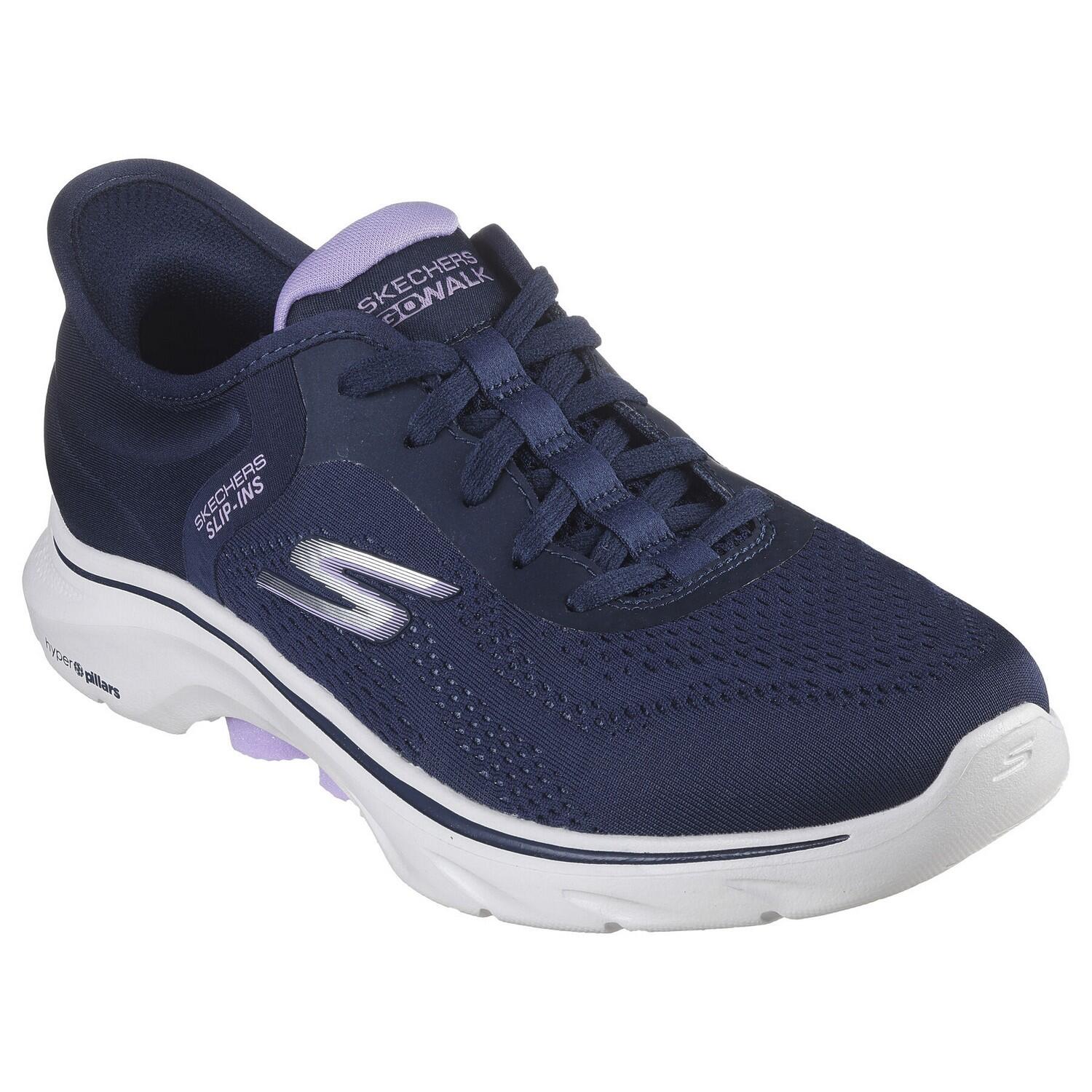Womens Ladies Go Walk 7Valin Trainers Navy Lavender
