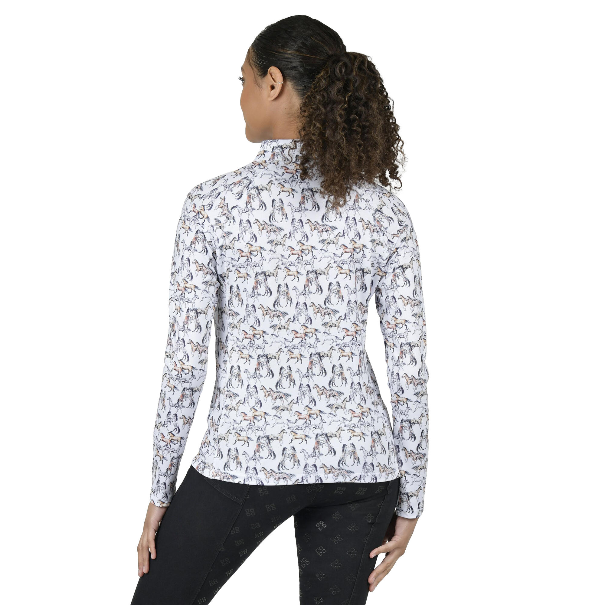 Womens/Ladies Kelsey Horse LongSleeved Top (White) 2/3