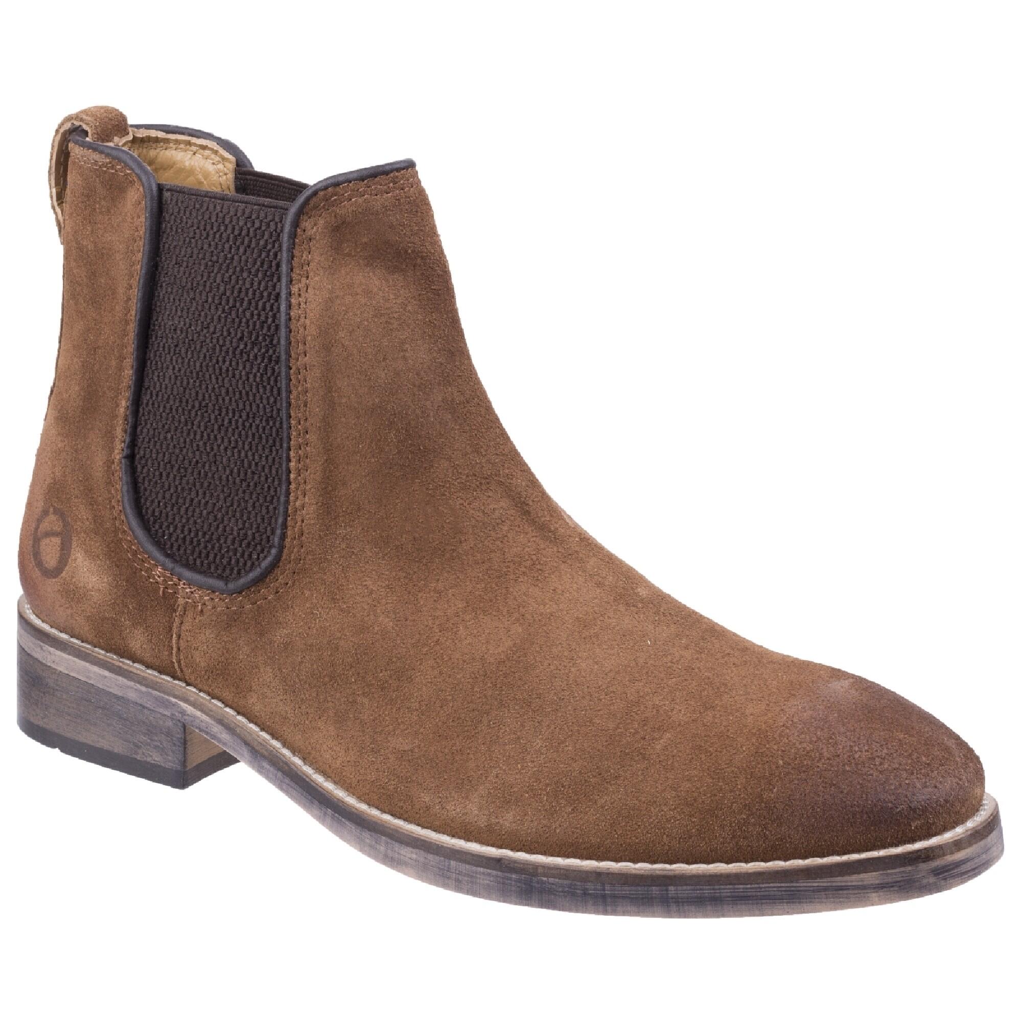 COTSWOLD Mens Corsham Town Leather Pull On Casual Chelsea Ankle Boots (Camel)