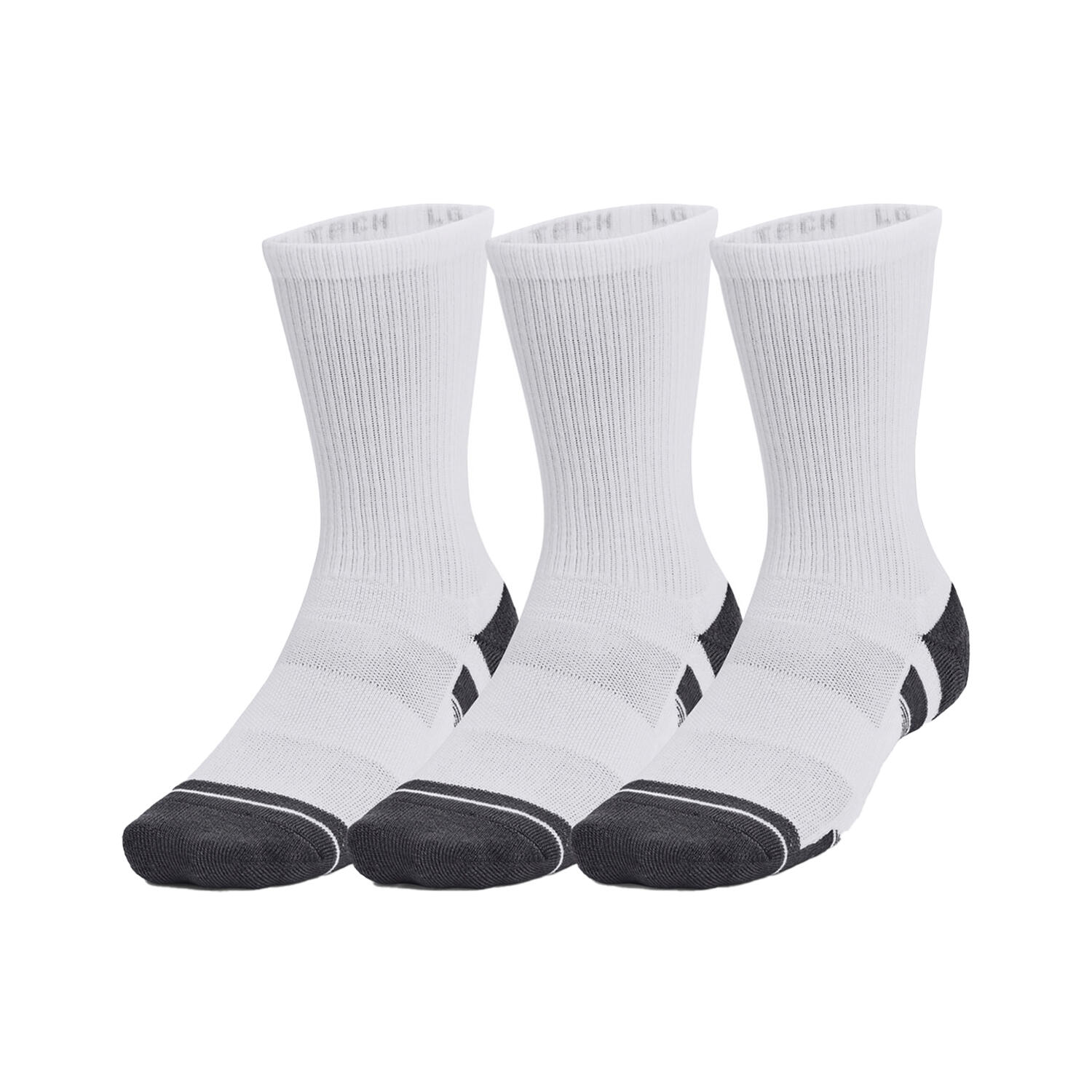 UNDER ARMOUR Unisex Adult Performance Tech Crew Socks (Pack of 3) (White)