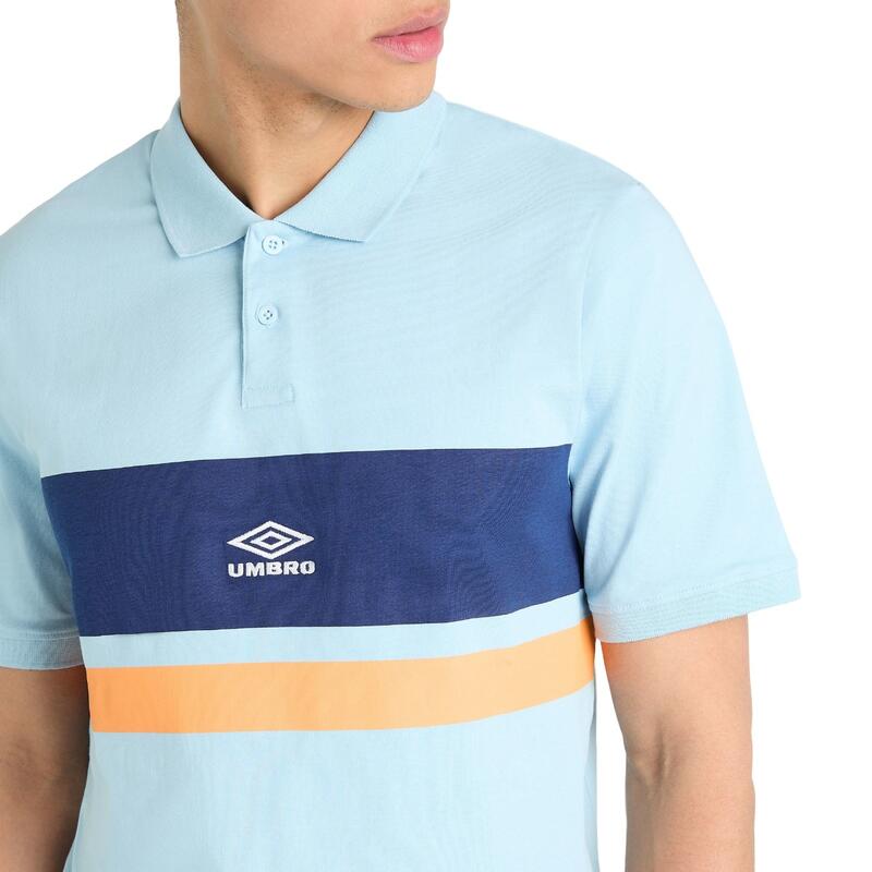 Poloshirt für Herren Blau/Ecru/Leuchtendes Orange