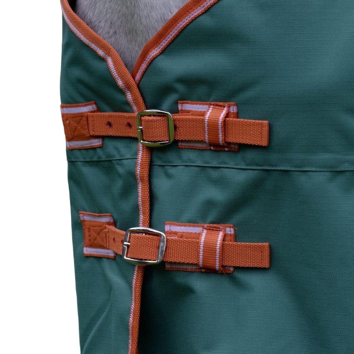 Comfitec Tyro Plus Combo Neck Lightweight Horse Rug (Green/Burnt Orange/White) 3/4
