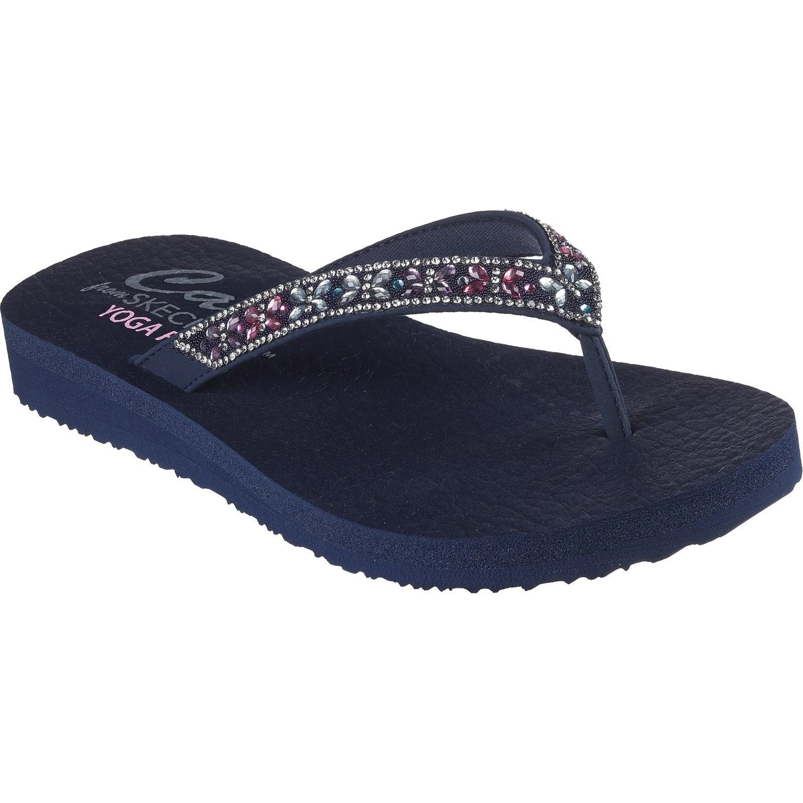 Women's MEDITATION BUTTERFLY GARDEN flip-flops (Navy blue / Multicolored)