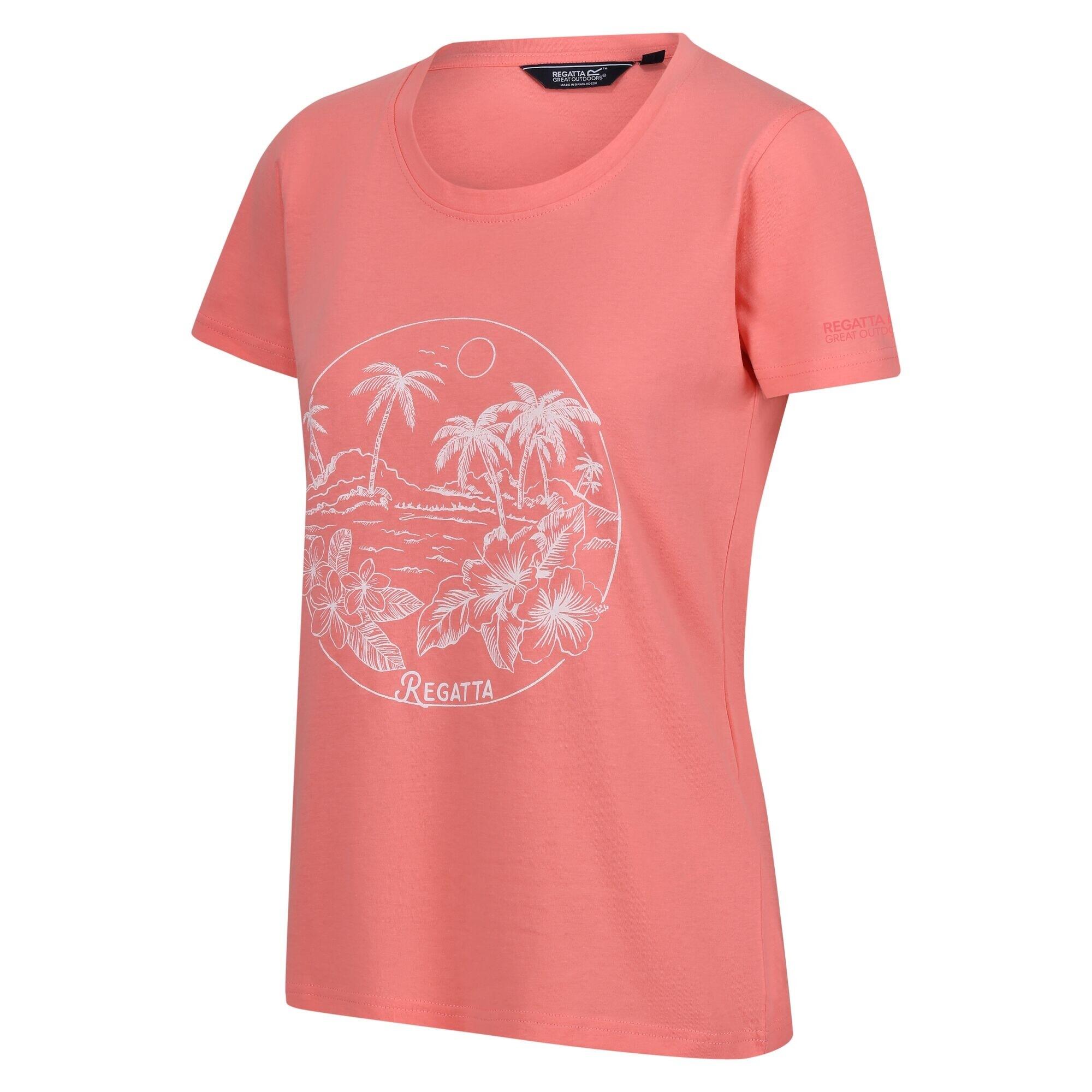 Womens/Ladies Filandra VIII Tropical Island TShirt (Shell Pink) 3/5