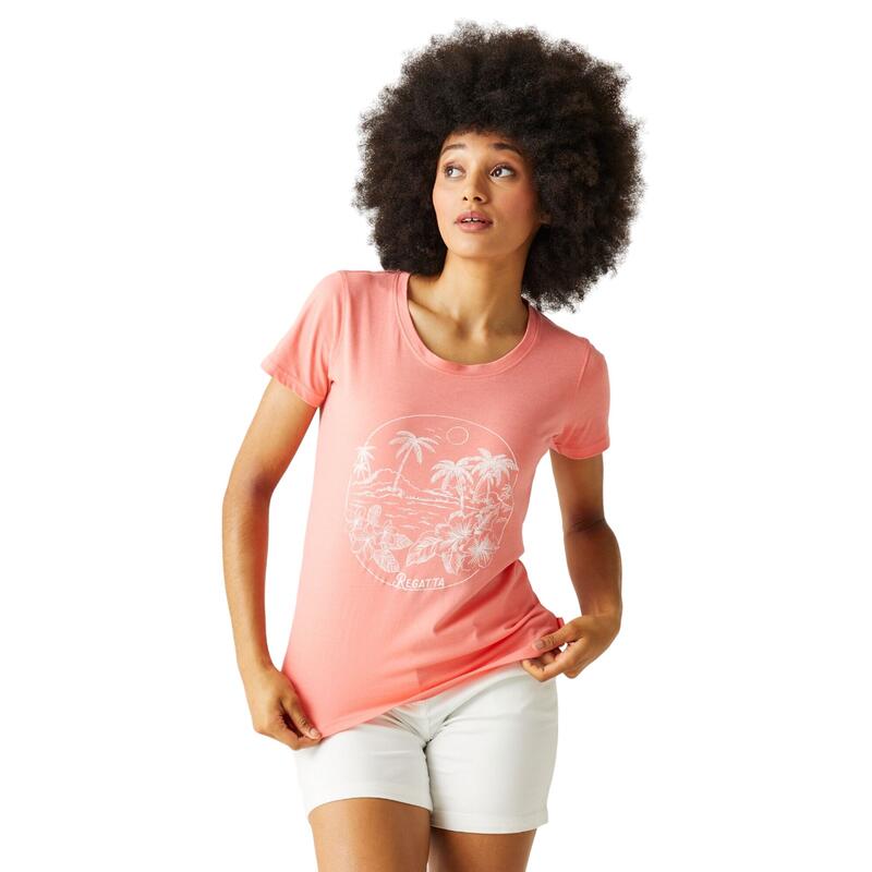 Dames Filandra VIII Tropisch Eiland TShirt (Schelp Roze)