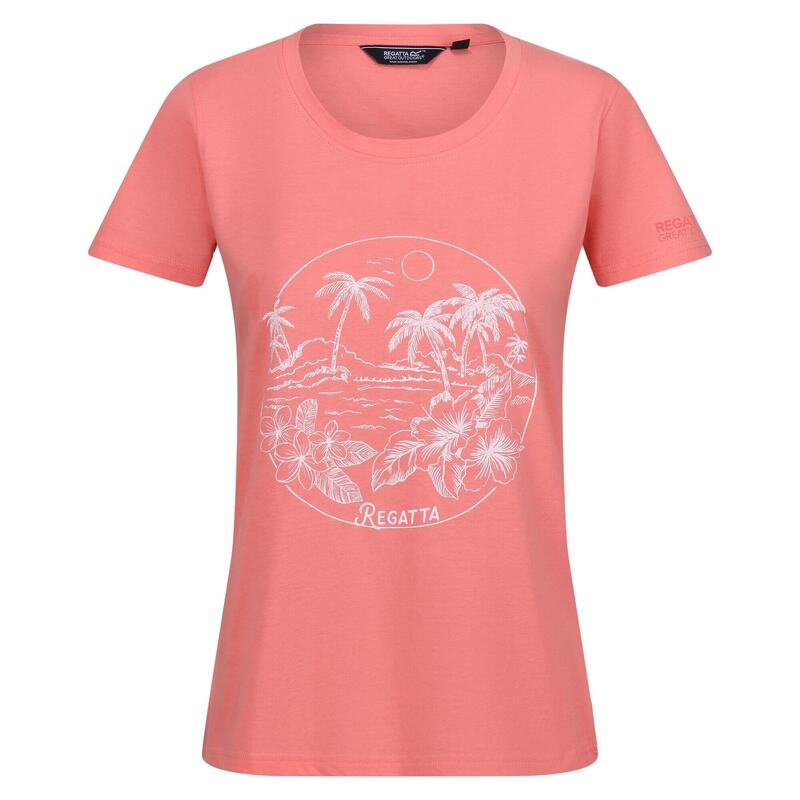 Dames Filandra VIII Tropisch Eiland TShirt (Schelp Roze)