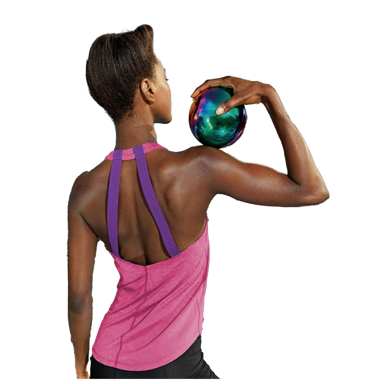 Tri Dri Womens/Ladies Double Strap Back Sleeveless Vest (Lightning Pink Melange) 3/3