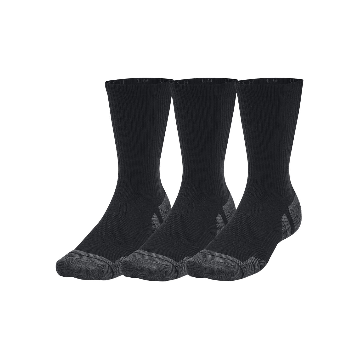 UNDER ARMOUR Unisex Adult Performance Tech Crew Socks (Pack of 3) (Black)