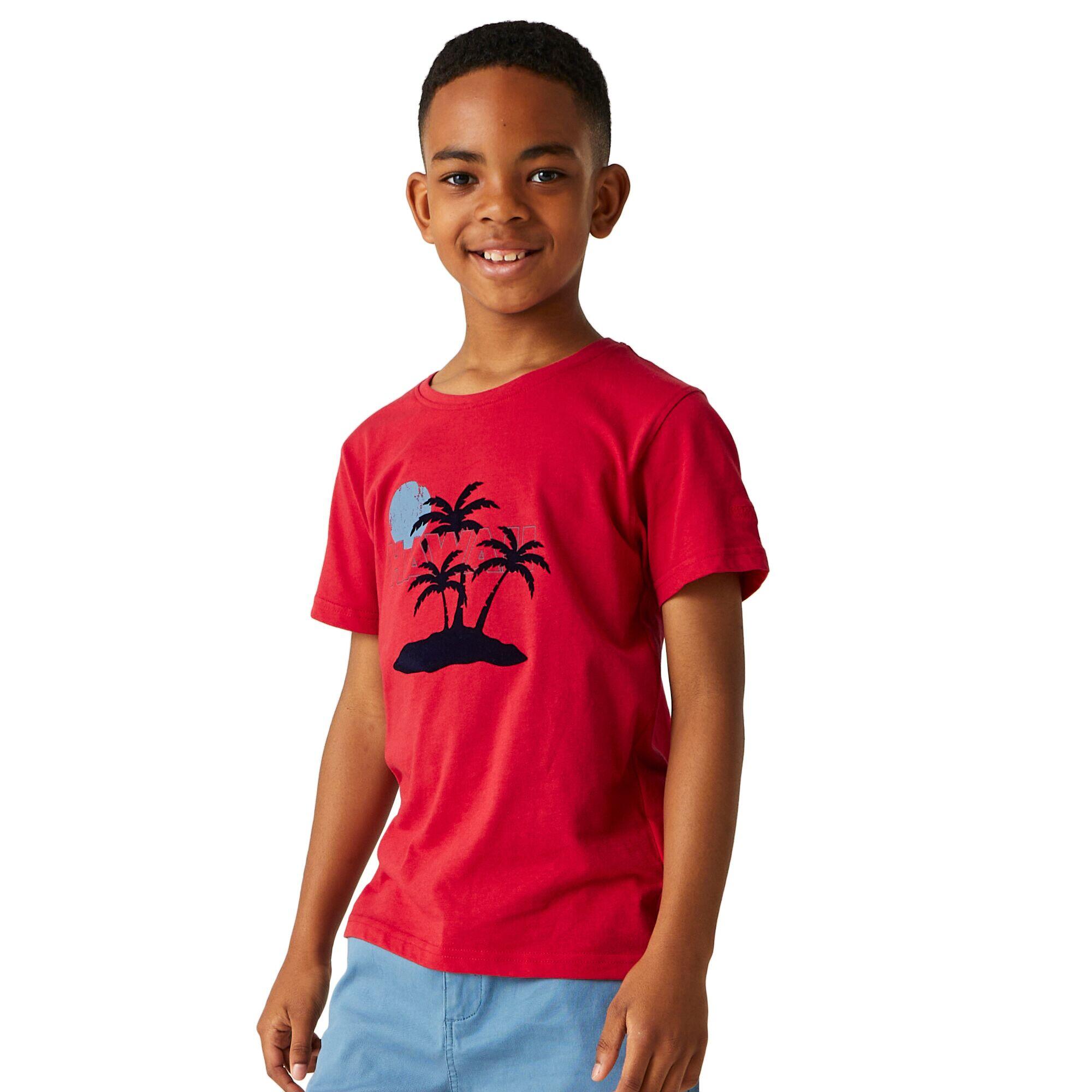 Childrens/Kids Bosley VII Hawaii Palm Tree TShirt (Danger Red) 4/5