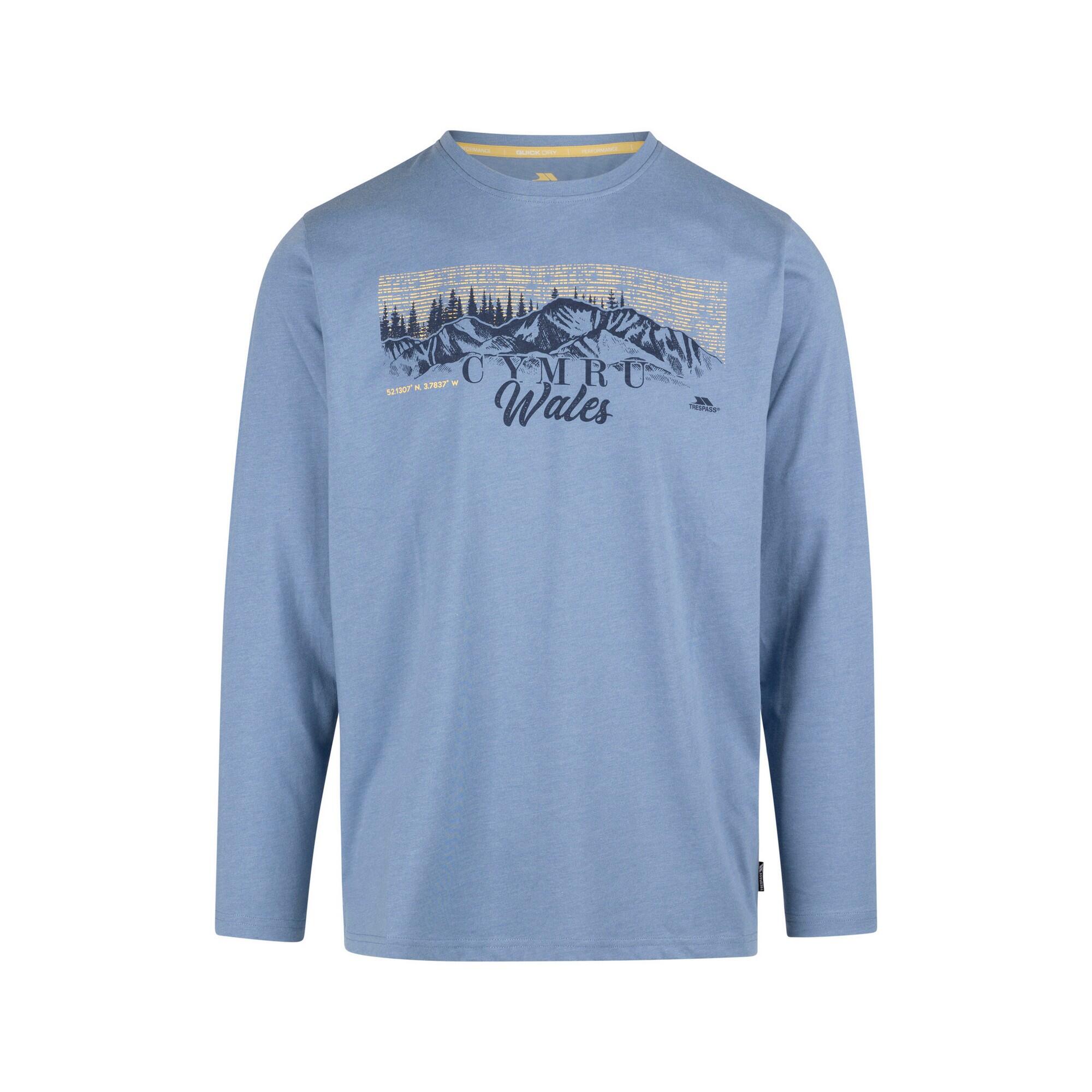 TRESPASS Mens Kulam Printed LongSleeved TShirt (Denim Blue Marl)