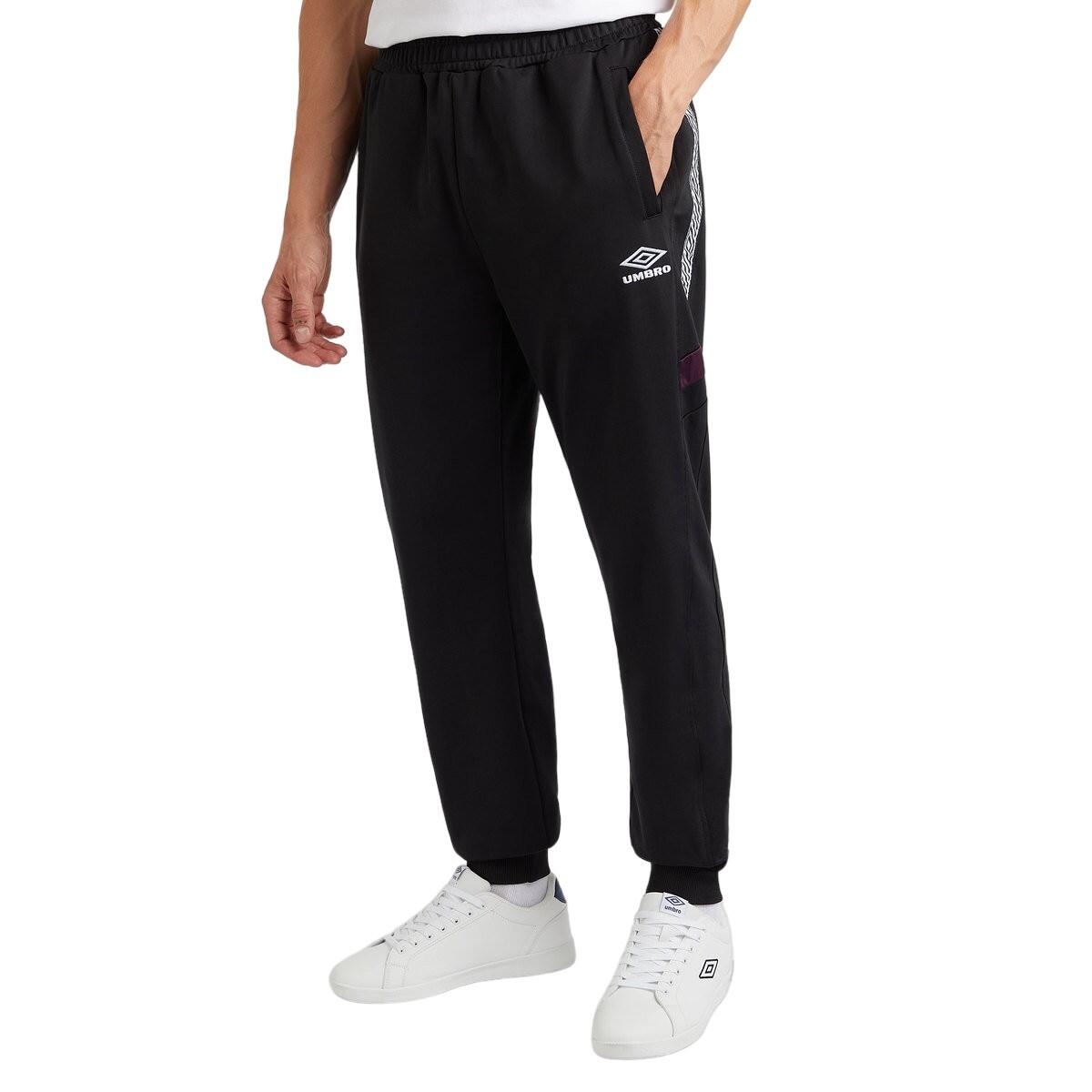 Mens Sports Style Club Tricot Jogging Bottoms (Black/Potent Purple) 3/4