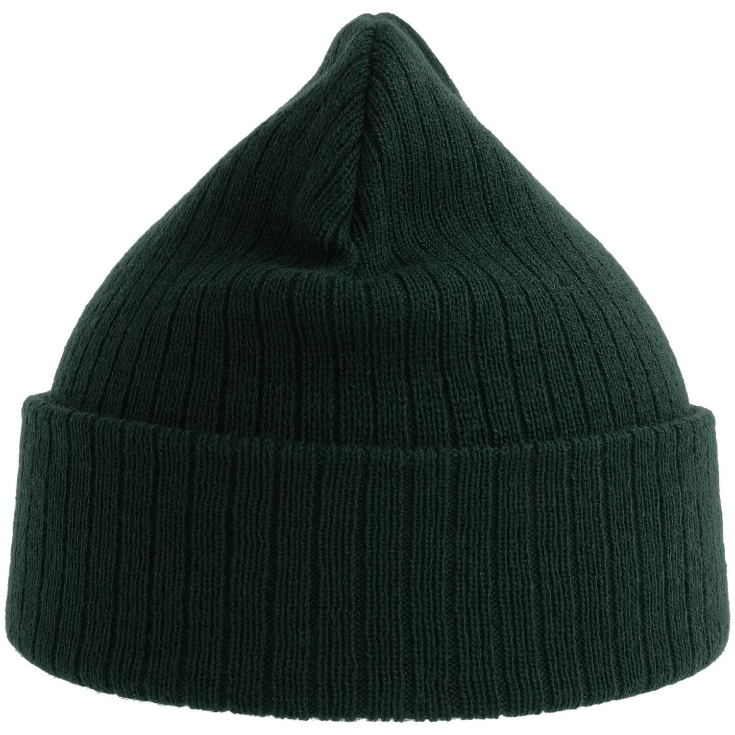 Unisex Adult Rio Ribbed Recycled Beanie (Bottle Green) 2/3