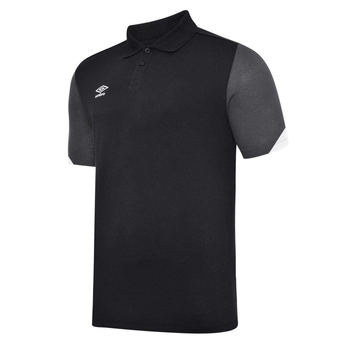 UMBRO Childrens/Kids Total Training Polo Shirt (Black/White/Carbon)