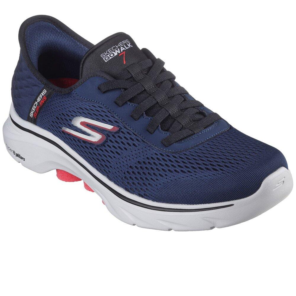 Mens Go Walk 7 Free Hand Trainers Navy Red SKECHERS Decathlon