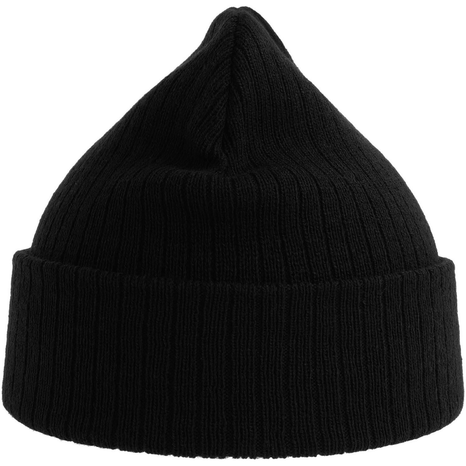 Unisex Adult Rio Ribbed Recycled Beanie (Black) 2/3