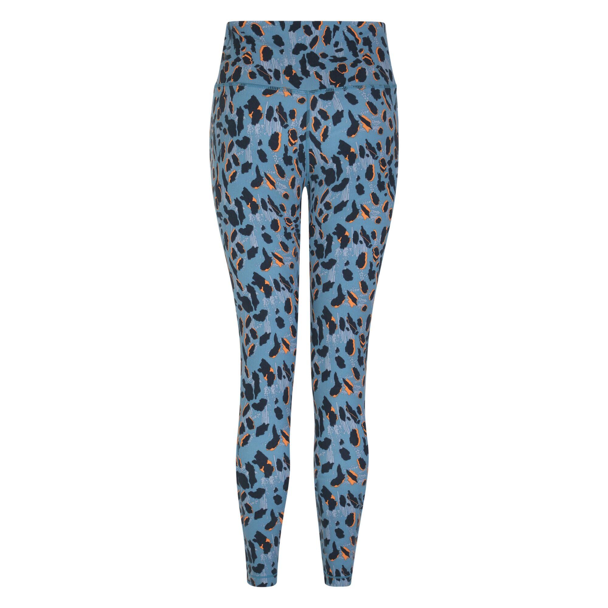 Womens/Ladies Influential Leopard Print Leggings (Niagara Blue) 2/5